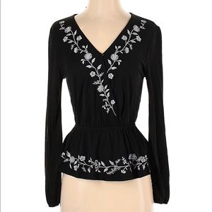 Black long sleeve peplum blouse